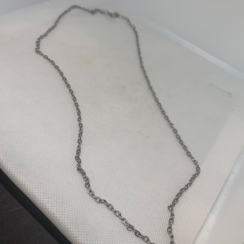 Silver Toned Cable Chain 28" Necklace UNMARKED
